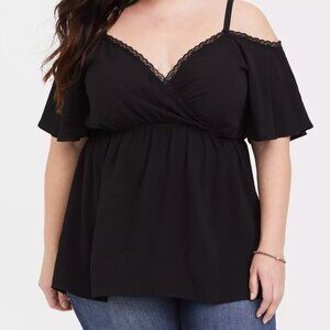 NWT Torrid lace trimmed of shoulder surplice top - Size 2